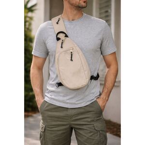 PUMA Beige Crossbody Shoulder Bag Zip Closure Outer Pockets Sports